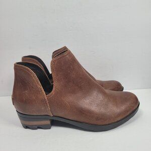 Sorel Women's Brown Leather Ankle Booties NL3780-242 US Size 6.5